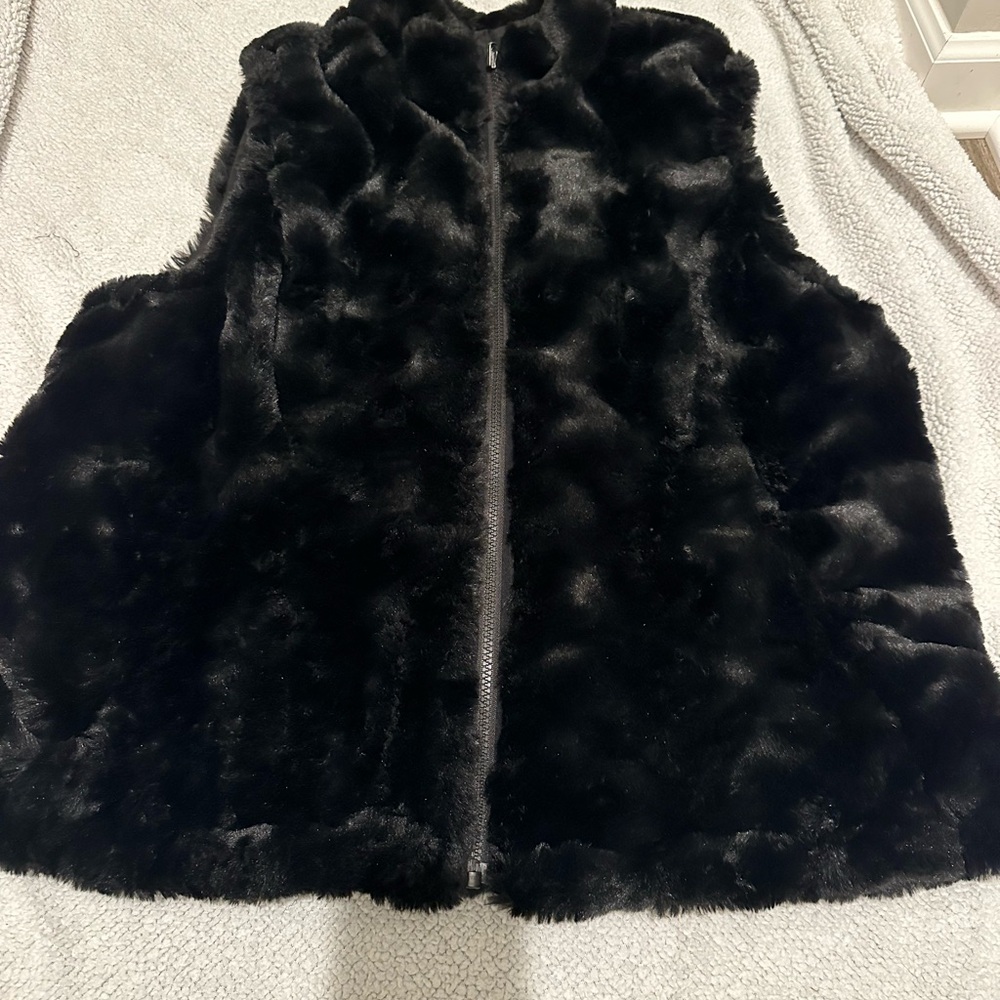 Original Nicole Miller Elegant Black Faux Fur Teddy Jacket size XL